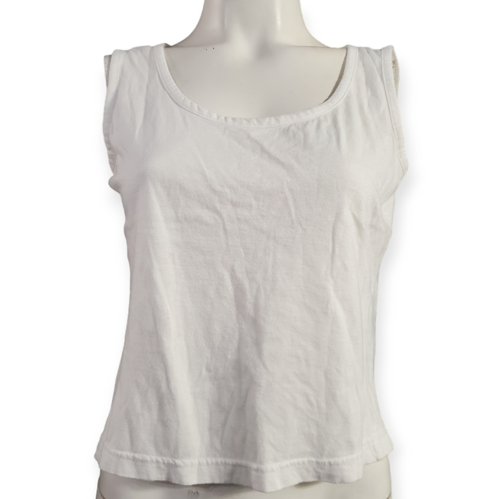 Vintage Angelique 100% Cotton White Crop Tank Top Small